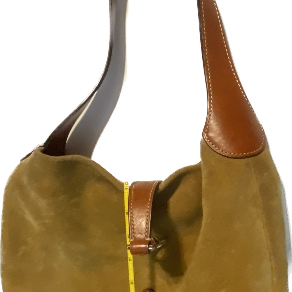 Dooney & Bourke Tan Suede Hobo Shoulder Bag. - Picture 2 of 12